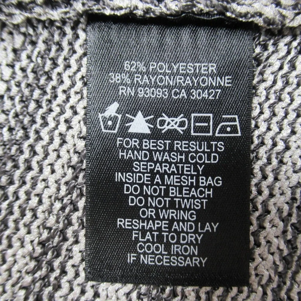 NIC+ZOE Silver & Black Open Front Knit Cardigan Women’s Size Medium
